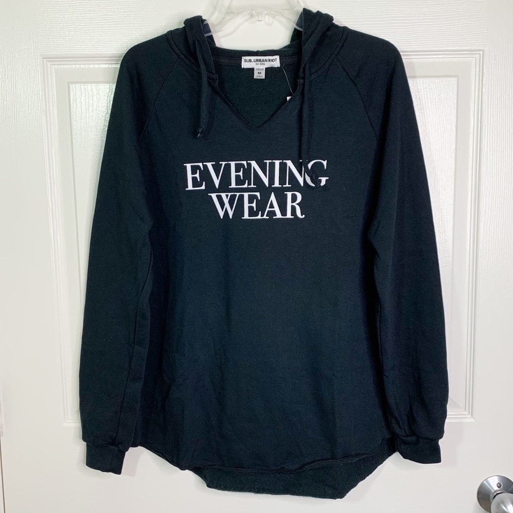 Sub_Urban Riot “Evening Wear” V-Neck Pullover Jolie Hoodie Sweatshirt Black XS